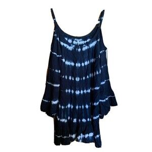 Tiare Hawaii Size Small Medium Multicolor Tie Dye Print Cold Shoulder Blouse